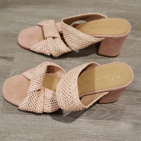 NWOB Anthropologie Mae Raffia Heeled Mules in Pink, Size 38 (US 8) - Picture 2 of 6